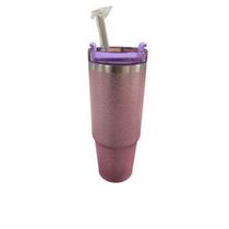 copo isotermico inox com Tampa e Canudo 890ml Glitter Brilhoso canudo plastico