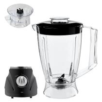 Copo Jarra Liquidificador Compatível Britânia Diamante Cristal Tampa Preta 1,5L