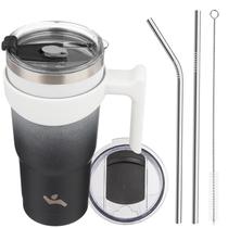 Copo Konokyo 590mL com alça, 2 canudos, 2 tampas de aço inoxidável