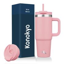 Copo Konokyo 900 ml com alça, 2 canudos e tampa isolada Copo Konokyo 900 ml com alça, 2 canudos e tampa isolada