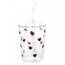 Copo Ladybug De Borossilicato C/ Canudo 360ml 5962 Lyor