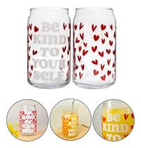 Copo Lata Vidro Estampado Aesthetic 470ml Frases