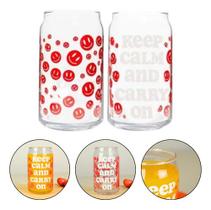 Copo Lata Vidro Estampado Aesthetic 470ml Frases