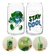 Copo Lata Vidro Estampado Aesthetic 470ml Frases