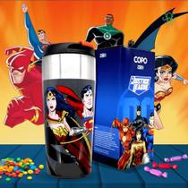 Copo Liga Da Justiça Semi-térmico Batman Flash Superman Mulher Maravilha 300ml Oficial DC Comics