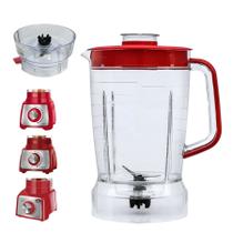 Copo Liquidifcador Mondial L1000 L1100 L1200 Tampa Vermelha Cristal Transparente Copo Liquidifcador Mondial L1000 L1100 L1200 Tampa Vermelha Cristal Transparente