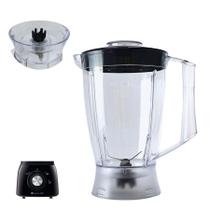 Copo Liquidificador Multiprocessador Walita Philips RI 7625 RI 7620 Acrílico Cristal Tampa Preta