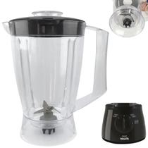 Copo Liquidificador Multiprocessador Walita Philips RI 7625 RI 7620 Acrílico Cristal Tampa Preta - Micromax