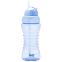Copo Lolly Clean Canudo Silicone 300ml Azul Tampa Retrátil