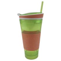 Copo Mágico 2 em 1 Canudo Antivazamento Sucos Compartimento Frutas Lanches