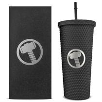 Copo Marvel Stiff Thor Vingadores 710ml Com Canudo