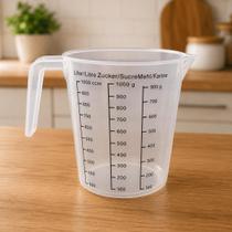 Copo Medidor 1L Jarra Graduada Transparente Plástico Resistente com Escala de Medição para Receitas Culinária Cozinha Confeitaria Medir Leite Água