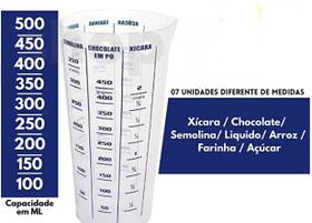 Copo Medidor Graduado Plástico 500ml Dosador Receitas/Certa