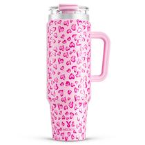 Copo Meoky 1183ml com alça e palha de aço inoxidável