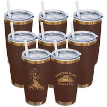 Copo Metalya 600ml de aço inoxidável com tampa e canudo, pacote com 8