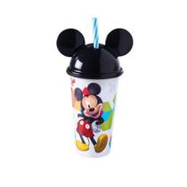 Copo Mickey c/ Canudo Tampa Orelha 500ml Plasútil