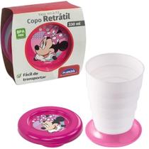 Copo Minnie C/ Tampa 330ml Retratil Lanche Escola Passeio