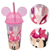 Copo Minnie com Canudo e Tampa de Orelhas 500mL