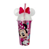 Copo Minnie Mouse com Tampa de Orelha Canudo Colorido 500ml Copo Minnie Mouse com Tampa de Orelha Canudo Colorido 500ml