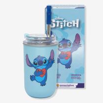 Copo neo c/ canudo 300 ml stitch namorados - zona criativa