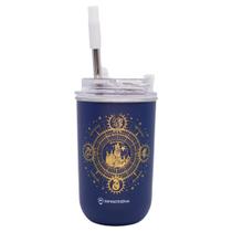 Copo Neo com Canudo 300ml Hogwarts Blue Zona Criativa - 10026749 Copo Neo com Canudo 300ml Hogwarts Blue Zona Criativa - 10026749