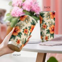 Copo Oasisdream de aço inoxidável 600ml com estampa floral