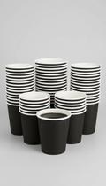 Copo Papel 110ml Preto Listrado Branco 100un Copo Papel 110ml Preto Listrado Branco 100un