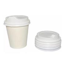 Copo Papel Branco 110Ml Tampa Biodegradável 100Un Térmico Copo Papel Branco 110Ml Tampa Biodegradável 100Un Térmico