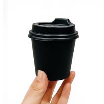 Copo Papel Preto 200Ml Com Tampa Biodegradável 100Un Térmico