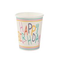 Copo Papel Tema 270ml Happy Birthday Colorido - 10 unid