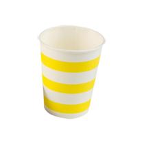 Copo Papel Tema 270ml Listrado Amarelo e Branco - 10 unid