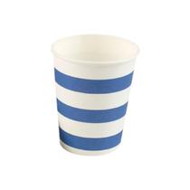 Copo Papel Tema 270ml Listrado Azul Royal e Branco - 10 unid