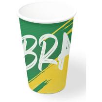 Copo Papel Tema 300ml Brasil Verde e Amarelo Copa - 08 unid