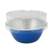 Copo para assar KitchenDance de alumínio descartável 118 mL com tampa azul x500