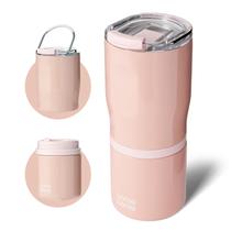 Copo para Beber BOTTLE BOTTLE 650ml Isolado Rosa 2 em 1