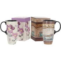 Copo para beber, caneca de viagem em cerâmica Topadorn, 500 ml, conjunto de 2 Copo para beber, caneca de viagem em cerâmica Topadorn, 500 ml, conjunto de 2