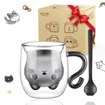 Copo para beber caneca de vidro ecooe Cat 290ml de parede dupla Copo para beber caneca de vidro ecooe Cat 290ml de parede dupla