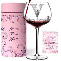 Copo para beber Gumry Wine Glass Personalizado com Monograma Letra V 470ml Copo para beber Gumry Wine Glass Personalizado com Monograma Letra V 470ml