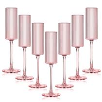 Copo para beber Lueumxc, flautas de plástico rosa com nervuras de 5,5 onças, 16 unidades