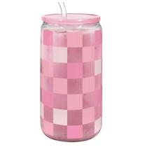 Copo para beber SANDJEST Checker Copo de vidro de 473 ml