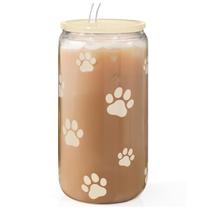 Copo para beber SANDJEST Paw Print Copo de vidro de 16 onças