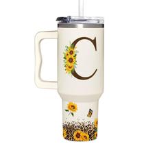 Copo para beber SUFAVN, copo de monograma de girassol de 40 onças