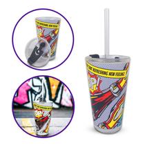 Copo para Drink em Vidro com Canudo e Tampa Hauskraft Fizz Coca-Cola 450ml