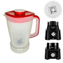 Copo Para Liquidificador Resistente Compatível Com Britania B1000 Philco PH900 PH1200 Funkitchen Tampa Vermelha