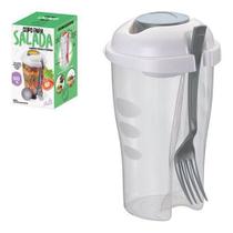 Copo Para Salada Com Garfo E Reservatório Para Molhos Dieta 900ML