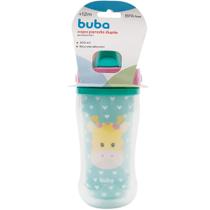 Copo Parede Dupla Com Canudo Buba Animal Fun 320ml Girafa