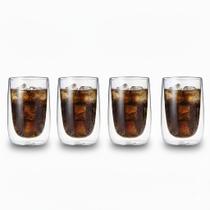 Copo Parede Dupla de Vidro 240ml, 4pcs Ruvolo