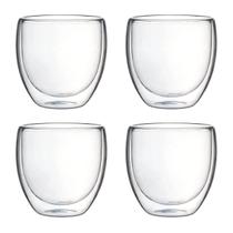 Copo Parede Dupla de Vidro Café 140ml 4 Peças Copo Parede Dupla de Vidro Café 140ml 4 Peças