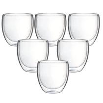 Copo Parede Dupla de Vidro Café 140ml 6 Peças Copo Parede Dupla de Vidro Café 140ml 6 Peças