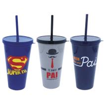 Copo personalizado para pai com canudo de plástico - 600ml